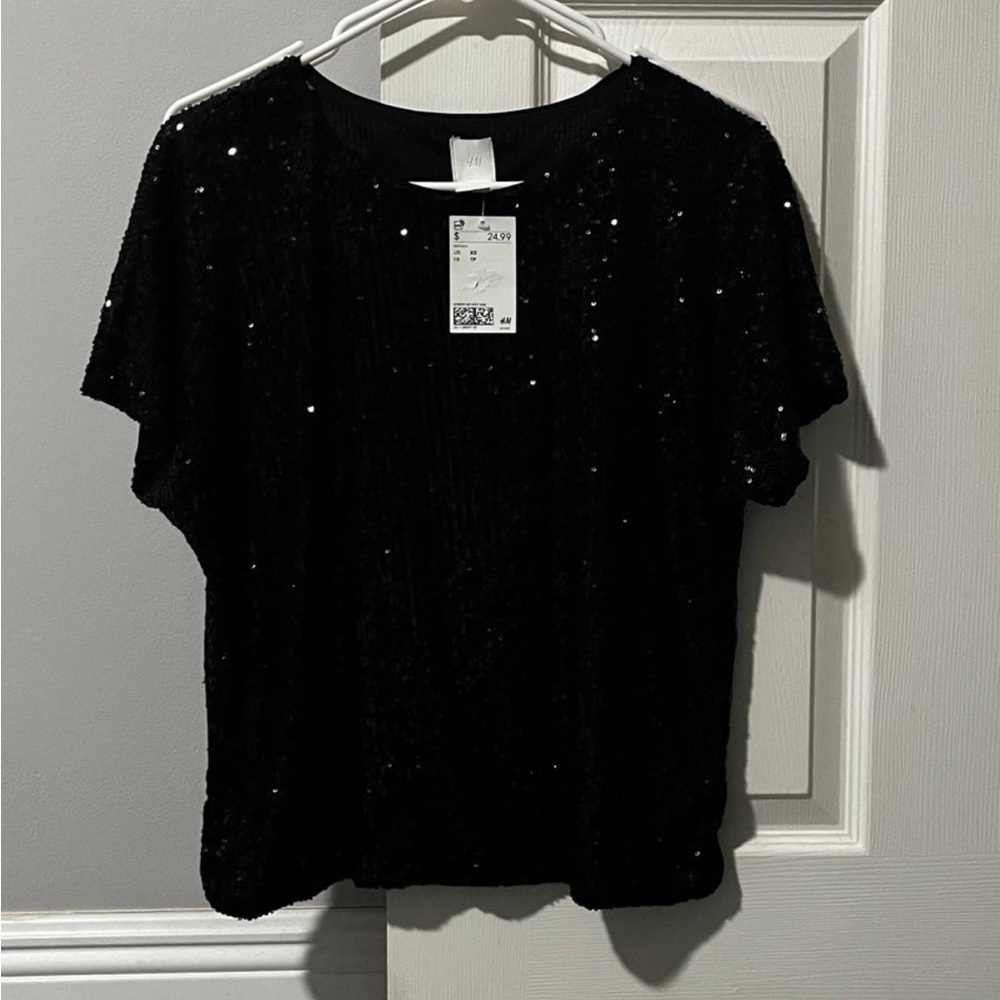 H&M Black Sparkle Top S
